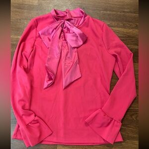 Elegant Pink Bow Tie Blouse